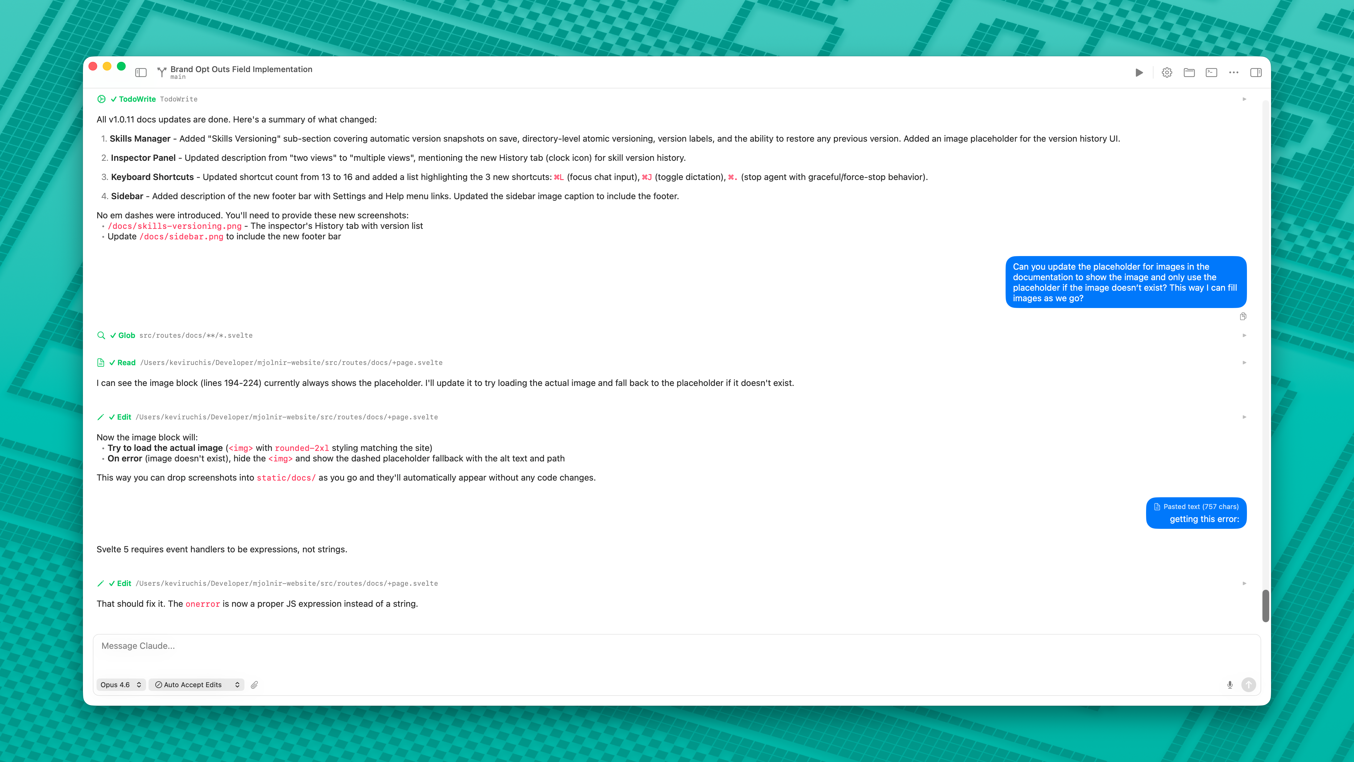 Chat panel with conversation