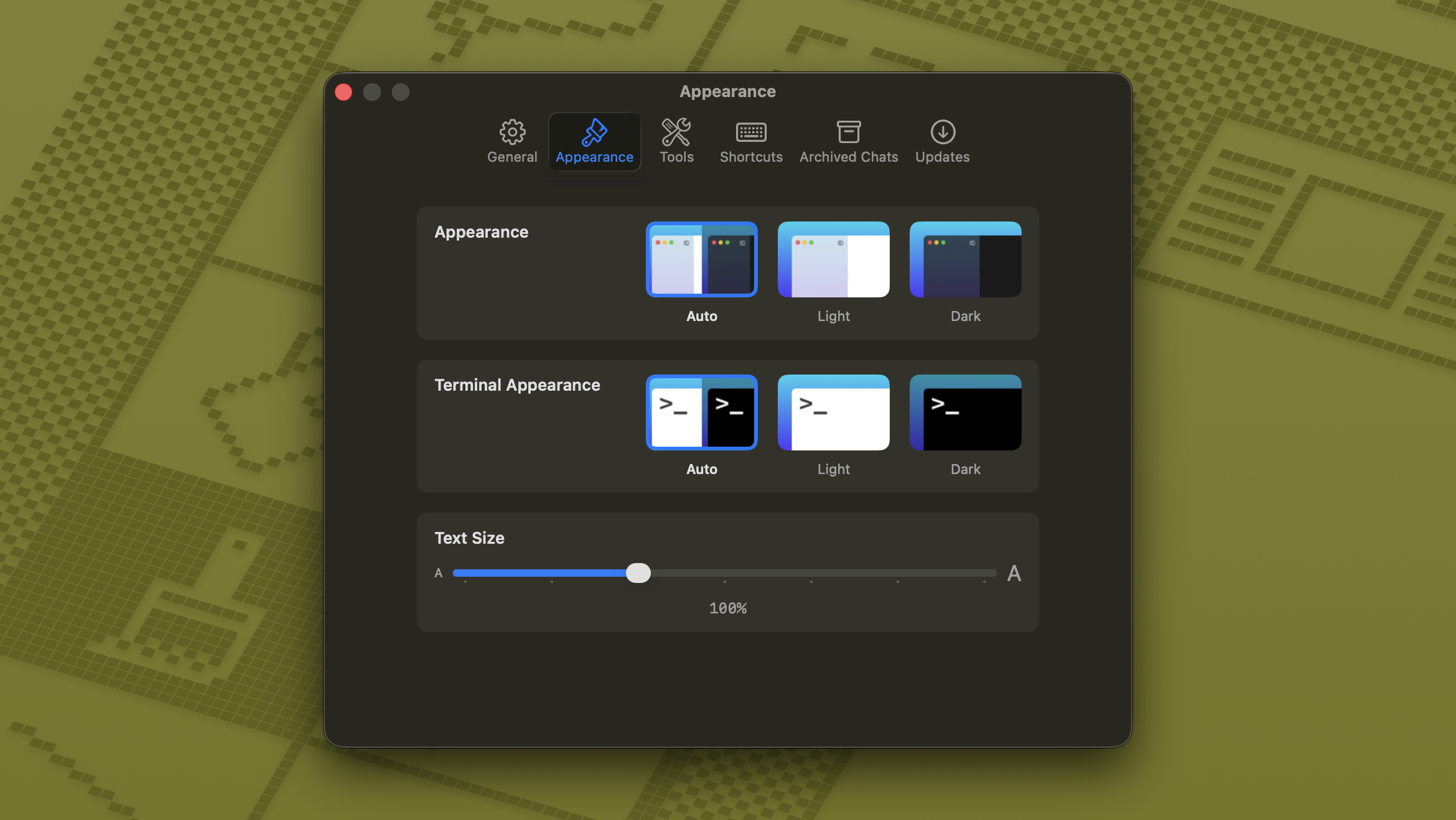 Admiral in dark mode