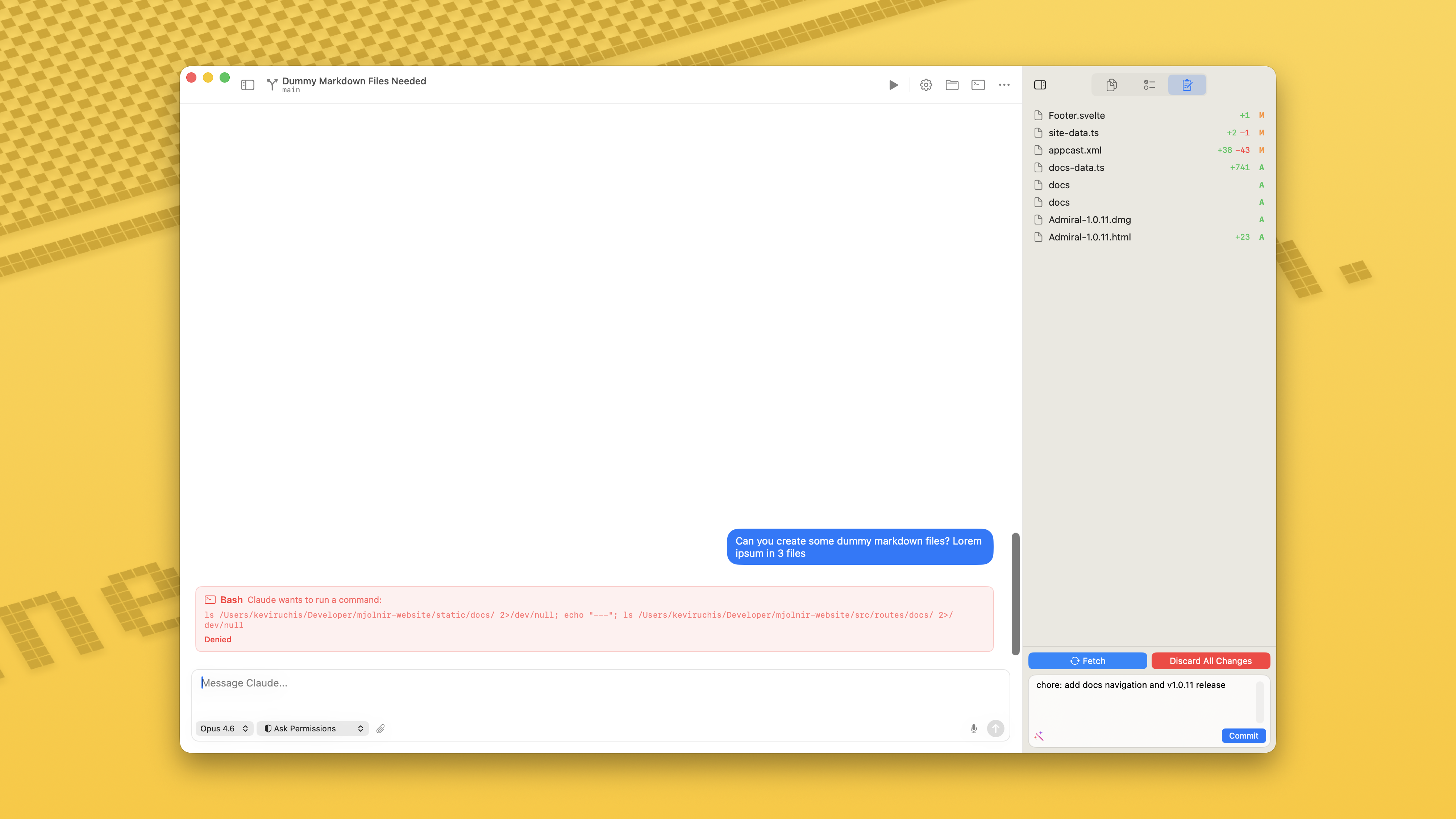 Inline commit with AI-generated message