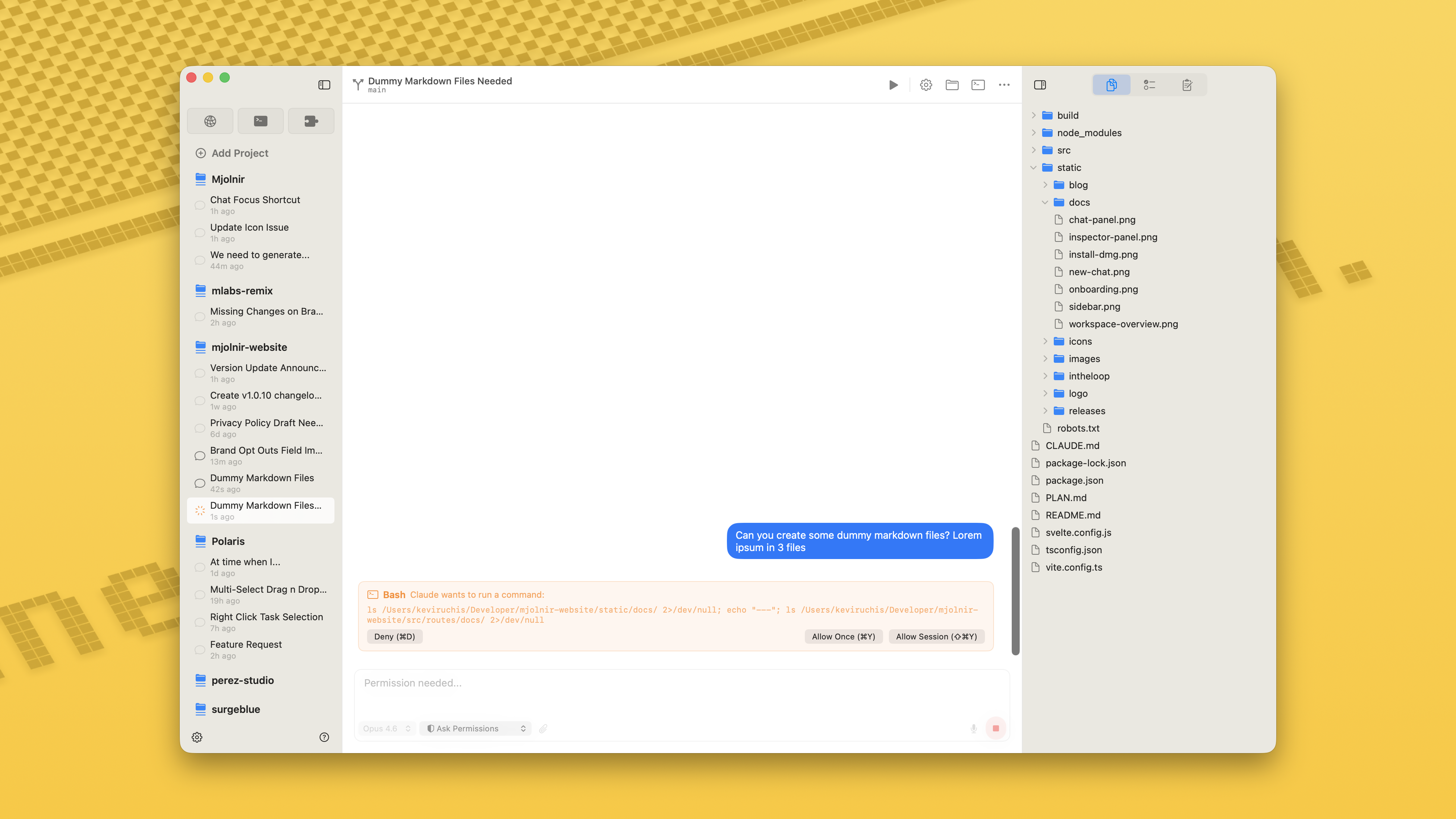 Permission request dialog
