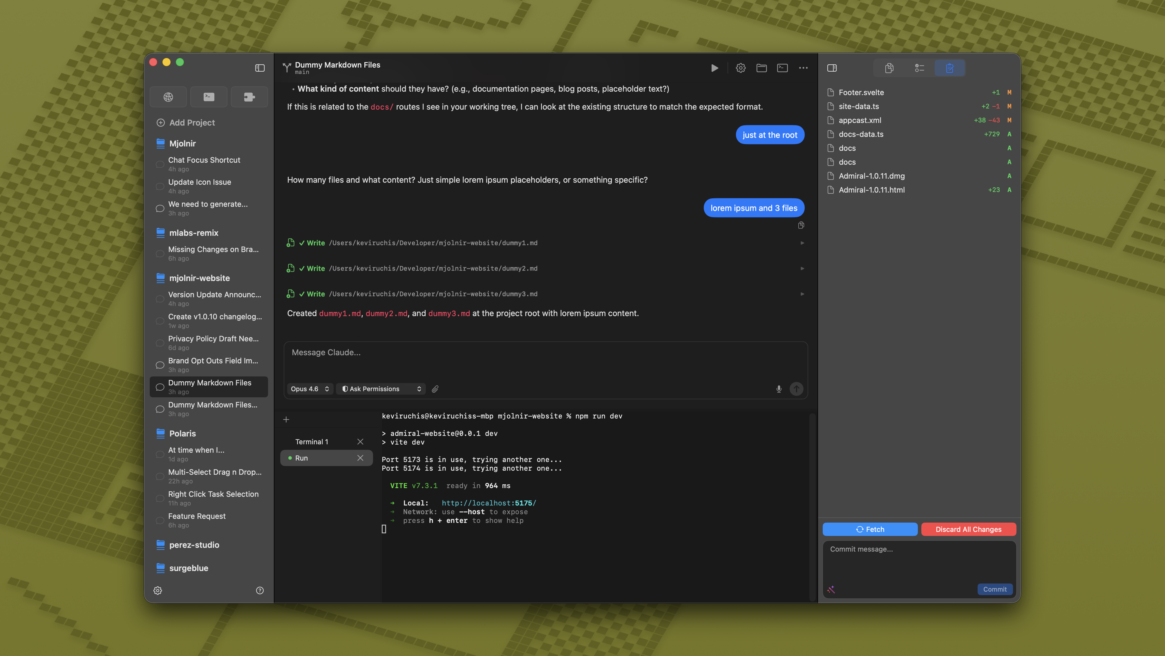 Built-in terminal panel