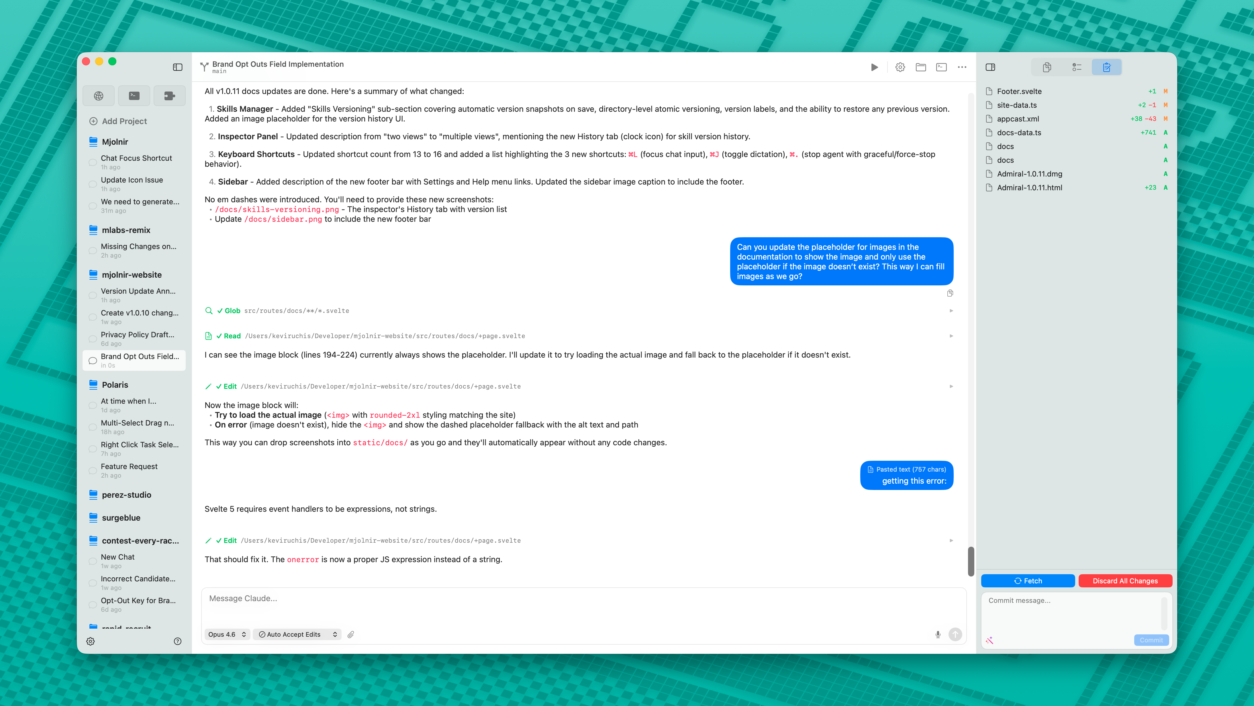 Admiral workspace overview