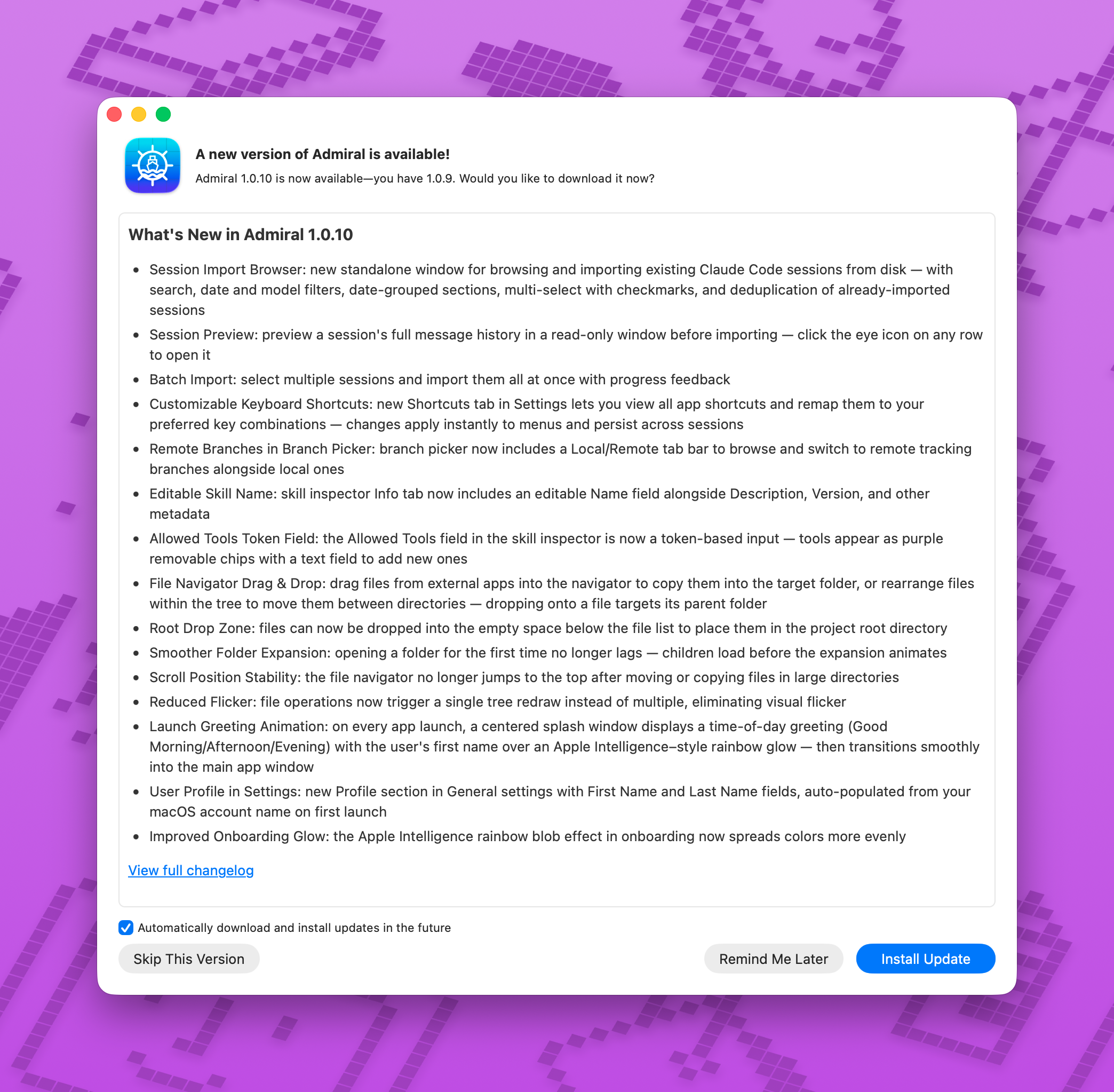 Admiral 1.0.10 - The Feels Like Home Update