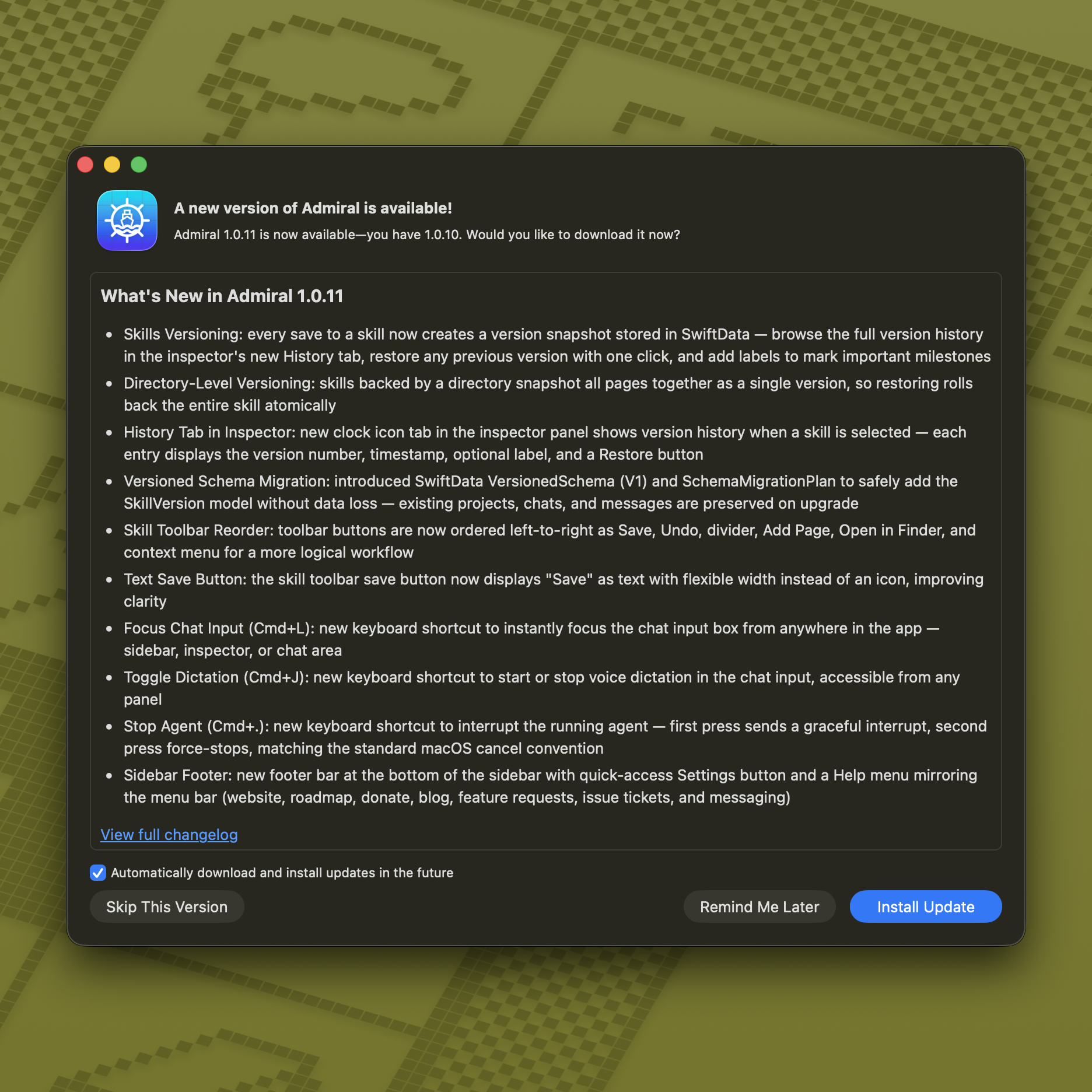 Admiral 1.0.11 - The Memory Update