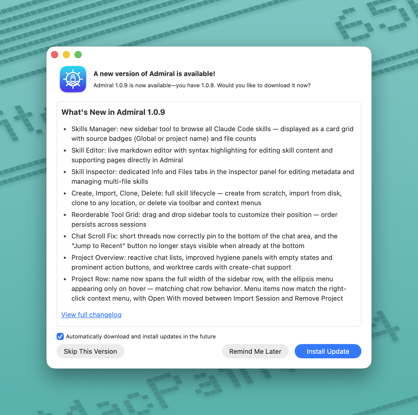 Admiral 1.0.9 — The Skills Update
